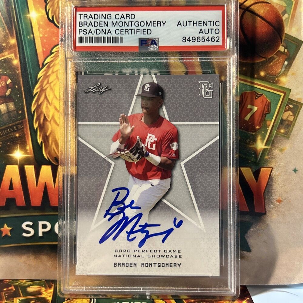 Braden Montgomery Signed 2020 Leaf Perfect Game RC Rookie PSA/DNA